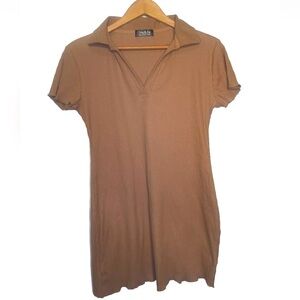 Jolie & Joy Short‎ Sleeve Collared Tan Dress​​